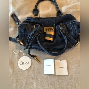 Chloe Paddington Satchel in Blue with Padlock